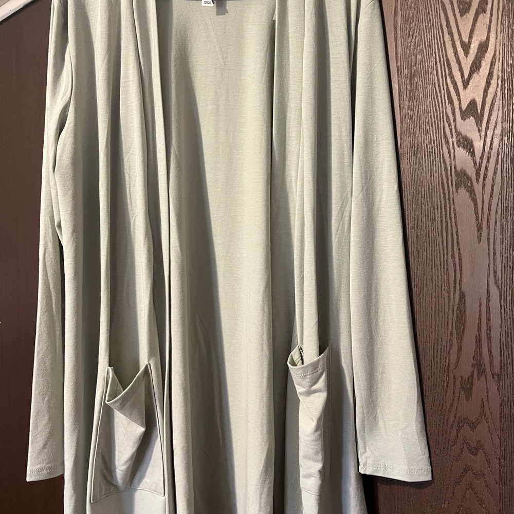 Super Soft Women's Light Green Open Front Cardigan